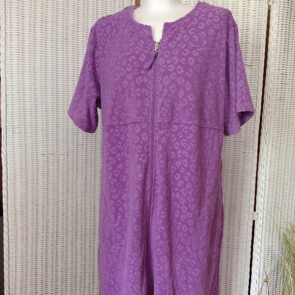 Terry Cloth Cheetah Swim Cover Zip Dress by Stan Herman